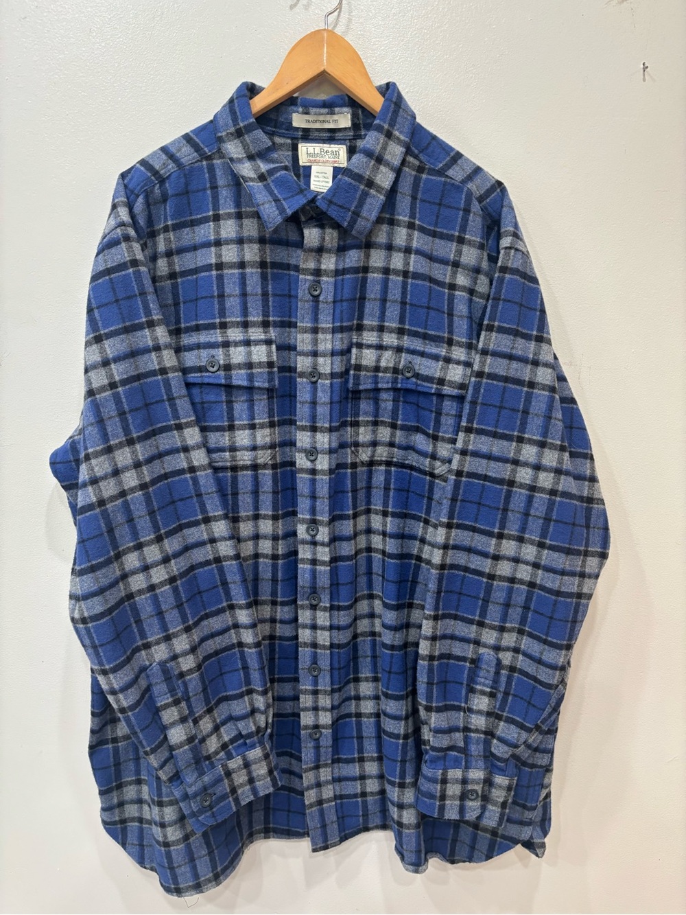 L.L Bean Traditional Fit Button Down Plaid Flannel Shirt Men’s Size XXL-Tall